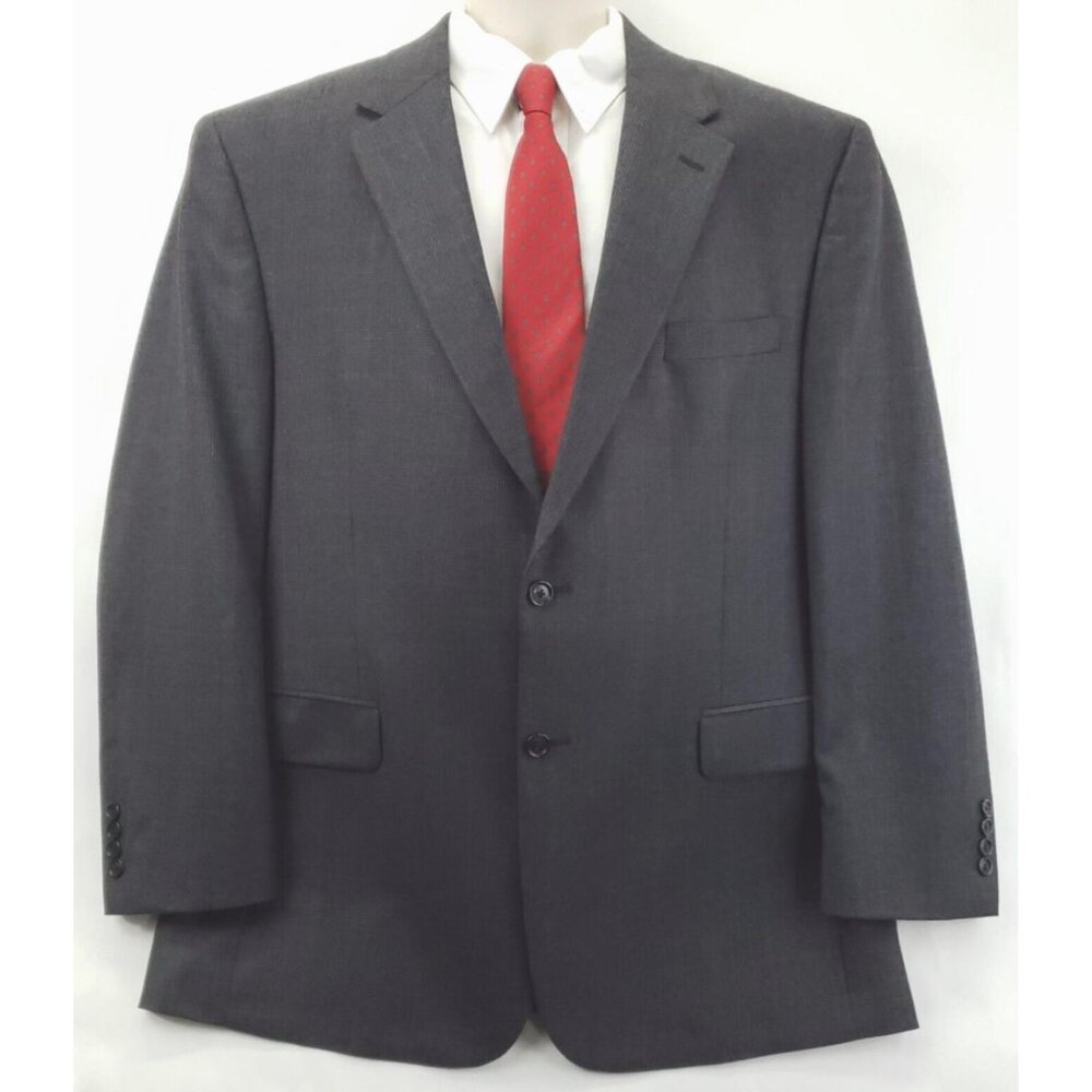 Jos A Bank Blazer Mens 46R Gray Plaid Cashmere Wool Single Breasted Notch Lapel